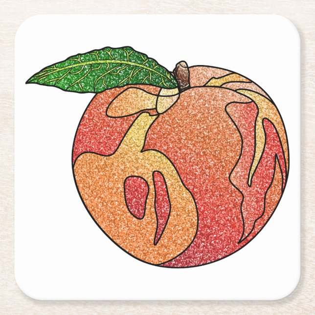 Posavasos Cuadrado De Papel Purpurina Peach (Anverso)