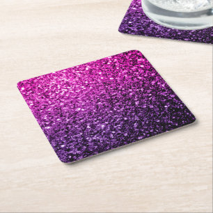 Posavasos Cuadrado De Papel purpurina rosa morado brilla