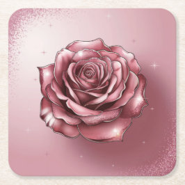 Posavasos Cuadrado De Papel Purpurina rosado Rosa