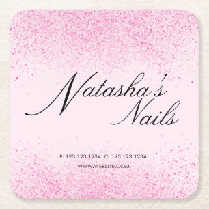 Posavasos Cuadrado De Papel Purpurina rosado Shimmery Dust