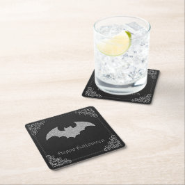 Posavasos Cuadrado De Papel Purpurinoso Bat Halloween