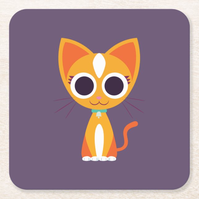 Posavasos Cuadrado De Papel Purrl el gato (Anverso)