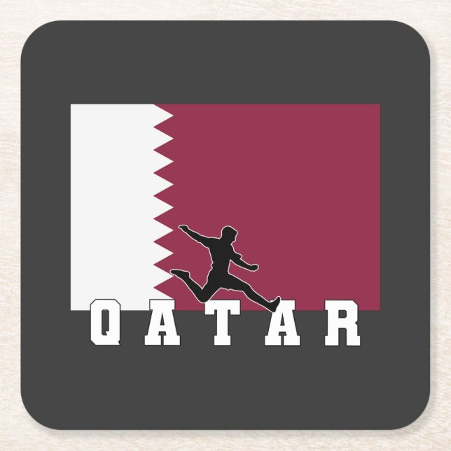 Posavasos Cuadrado De Papel Qatar Football Soccer | Qatar National Team (Anverso)