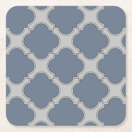 Posavasos Cuadrado De Papel Quatrefoil azul-gris