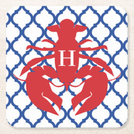 Posavasos Cuadrado De Papel Quatrefoil Lobster Monograma Papel Costras