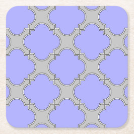 Posavasos Cuadrado De Papel Quatrefoil periwinkle y gris
