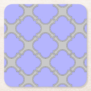 Posavasos Cuadrado De Papel Quatrefoil periwinkle y gris
