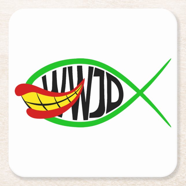 Posavasos Cuadrado De Papel ¿Qué Haría El Bromista? (Anverso)