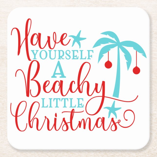 Posavasos Cuadrado De Papel Que tengas pequeños Navidades de playa (Anverso)