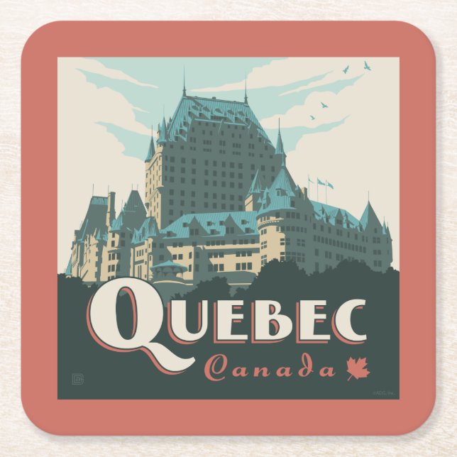 Posavasos Cuadrado De Papel Quebec Canadá | Château Frontenac (Anverso)