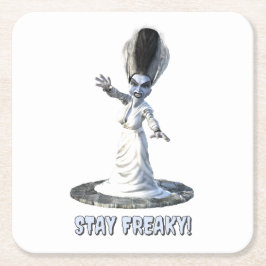 Posavasos Cuadrado De Papel ¡Quédate freaky! Novia de Frankenstein