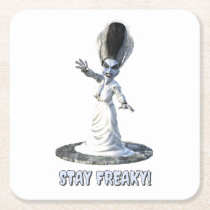 Posavasos Cuadrado De Papel ¡Quédate freaky! Novia de Frankenstein