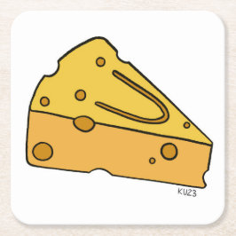 Posavasos Cuadrado De Papel Queso Cariñoso Sonriente