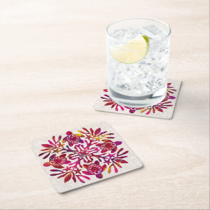 Posavasos Cuadrado De Papel Quilt Honu hawaiano (tortuga marina)