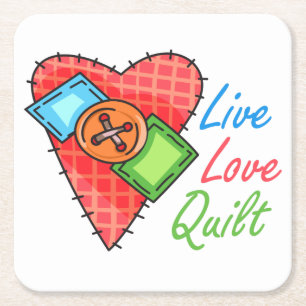 Posavasos Cuadrado De Papel Quilt Live Love