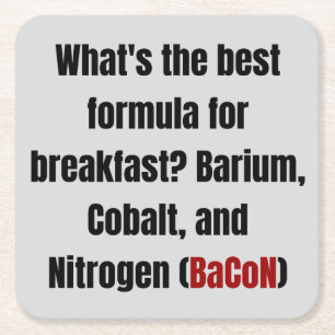 Posavasos Cuadrado De Papel Química Bacon Pun Dad Ciencia Funny