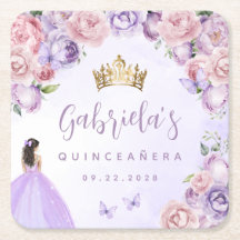 Quinceañera Floral Rubor Púrpura