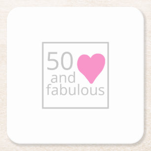 Posavasos Cuadrado De Papel Quincuagésimo cumpleaños 50 y fab simple cumpleaño