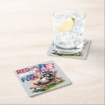 Posavasos Cuadrado De Papel Raccón rojo blanco y ferroso<br><div class="desc">Perfecto para los patriotas que abrazan su lado salvaje y no temen mostrar su poco convencional espíritu estadounidense. Aprecias el humor que desafía las tradicionales imágenes patrióticas mientras aún celebras tu amor por el país, la libertad y la hermosa naturaleza caótica de la independencia estadounidense. Este diseño habla de tu...</div>