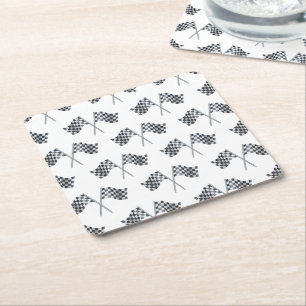 Posavasos Cuadrado De Papel Race Flag Baby Shower Napkin