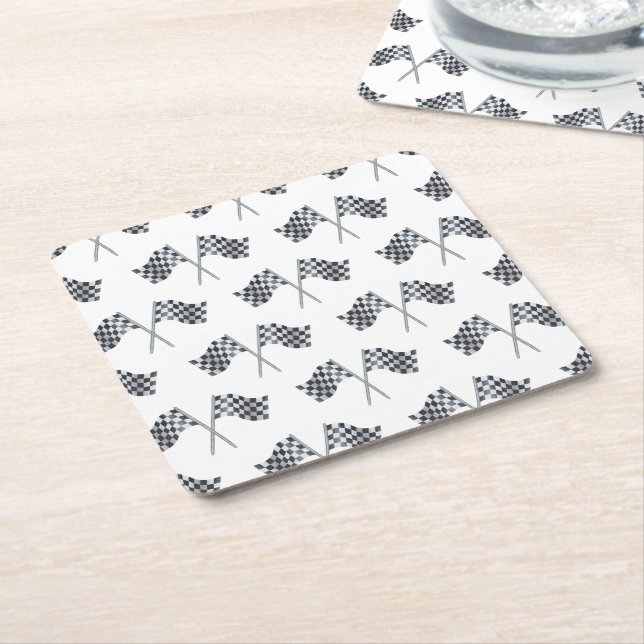 Posavasos Cuadrado De Papel Race Flag Baby Shower Napkin (En perspectiva)