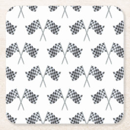 Posavasos Cuadrado De Papel Race Flag Baby Shower Napkin