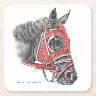Posavasos Cuadrado De Papel Race Horse Portrait Silys