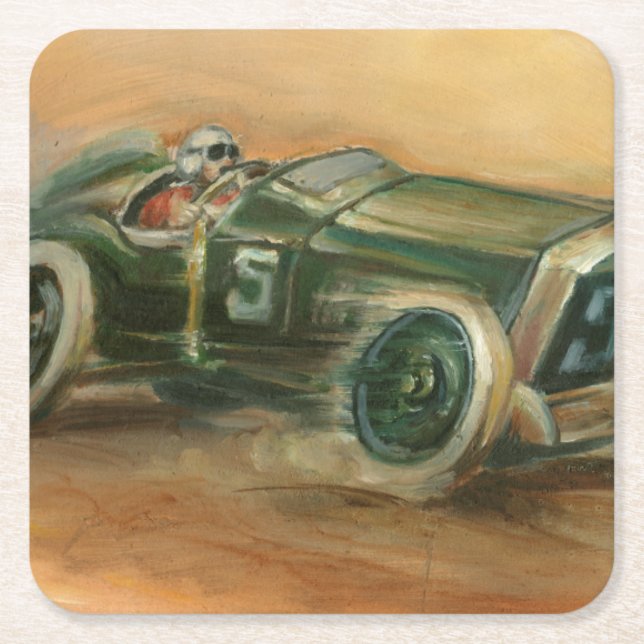Posavasos Cuadrado De Papel Racecar del Gran Premio de Francia por Ethan Harpe (Anverso)