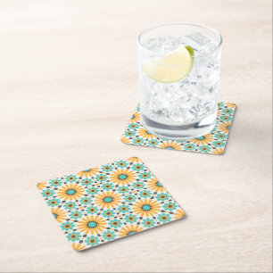 Posavasos Cuadrado De Papel Radiancia zellige: Geometría andaluza colorida
