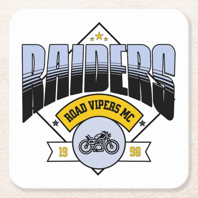 Posavasos Cuadrado De Papel Raiders Road Vipers MC (Anverso)