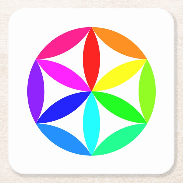 Posavasos Cuadrado De Papel Rainbow Kaleidoscope Paper Coaster (Anverso)