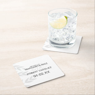 Posavasos Cuadrado De Papel Rama moderna gris negro blanco