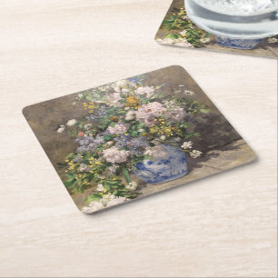 Posavasos Cuadrado De Papel Ramo de primavera de Pierre-Auguste Renoir 