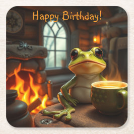 Posavasos Cuadrado De Papel Rana acogedora