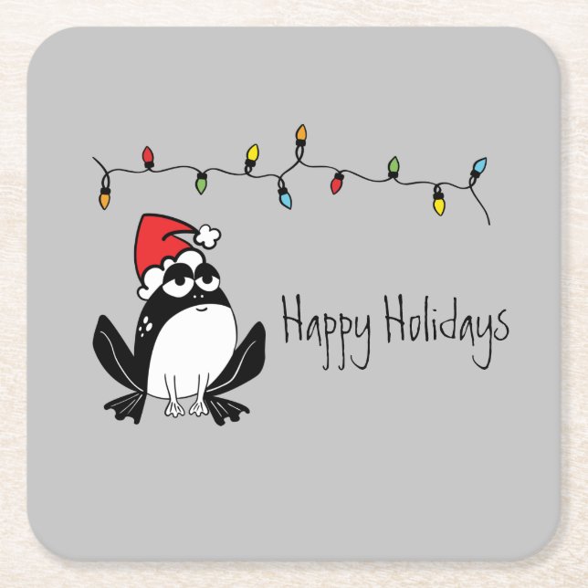 Posavasos Cuadrado De Papel Rana de Navidades caprichosos (Anverso)