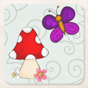 Posavasos Cuadrado De Papel Rana feliz en primavera