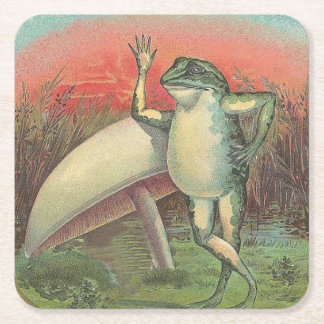 Posavasos Cuadrado De Papel Rana y seta