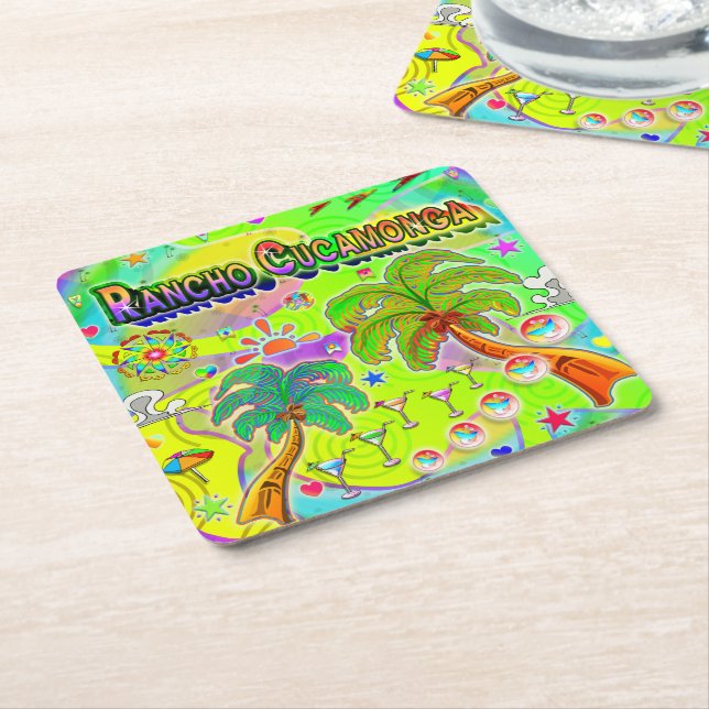 Posavasos Cuadrado De Papel Rancho Cucamonga Mind Focus Coaster (En perspectiva)