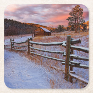 Posavasos Cuadrado De Papel Rancho de la nieve
