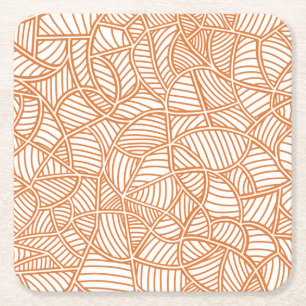 Posavasos Cuadrado De Papel Random Leaf Mosaic Dark Naranja