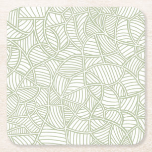 Posavasos Cuadrado De Papel Random Leaf Mosaic Pale Green