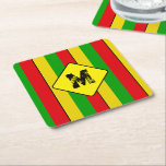 Posavasos Cuadrado De Papel Rasta Flag Colors Striped Monogram Beer<br><div class="desc">Rasta flag coloured striped coasters with a monogram area on the front to add your own initial</div>