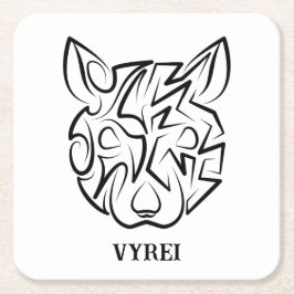 Posavasos Cuadrado De Papel Rata tribal negra y blanca