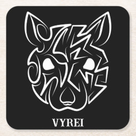 Posavasos Cuadrado De Papel Rata tribal negra y blanca