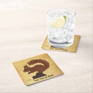 Posavasos Cuadrado De Papel Ratatöskr, ardilla nórdica/vikinga