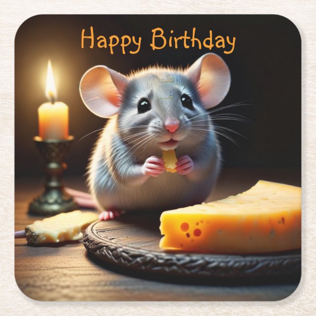 Posavasos Cuadrado De Papel Ratón dulce (Anverso)