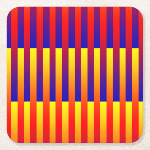 Posavasos Cuadrado De Papel Rayas amarillas rojas azules