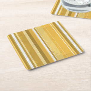 Posavasos Cuadrado De Papel Rayas Amarillo