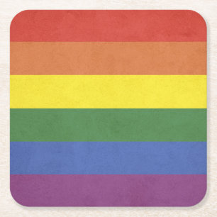 Posavasos Cuadrado De Papel Rayas arcoiris