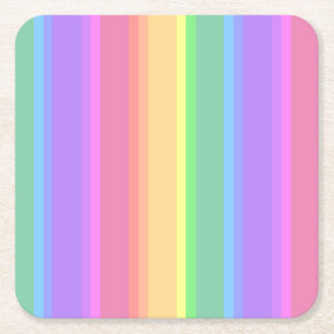 Posavasos Cuadrado De Papel Rayas arcoiris pastorales